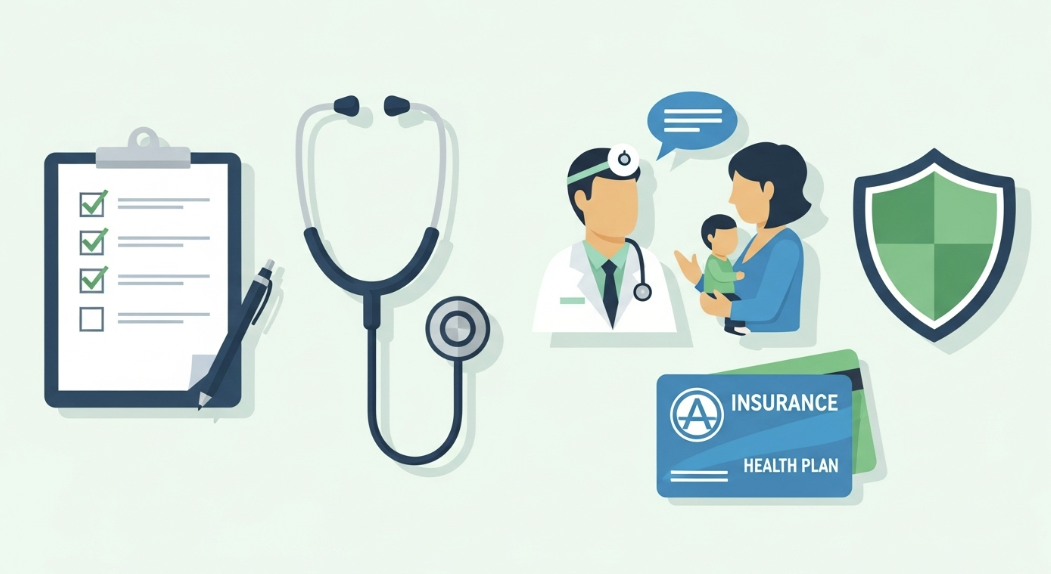 Family with child receiving care