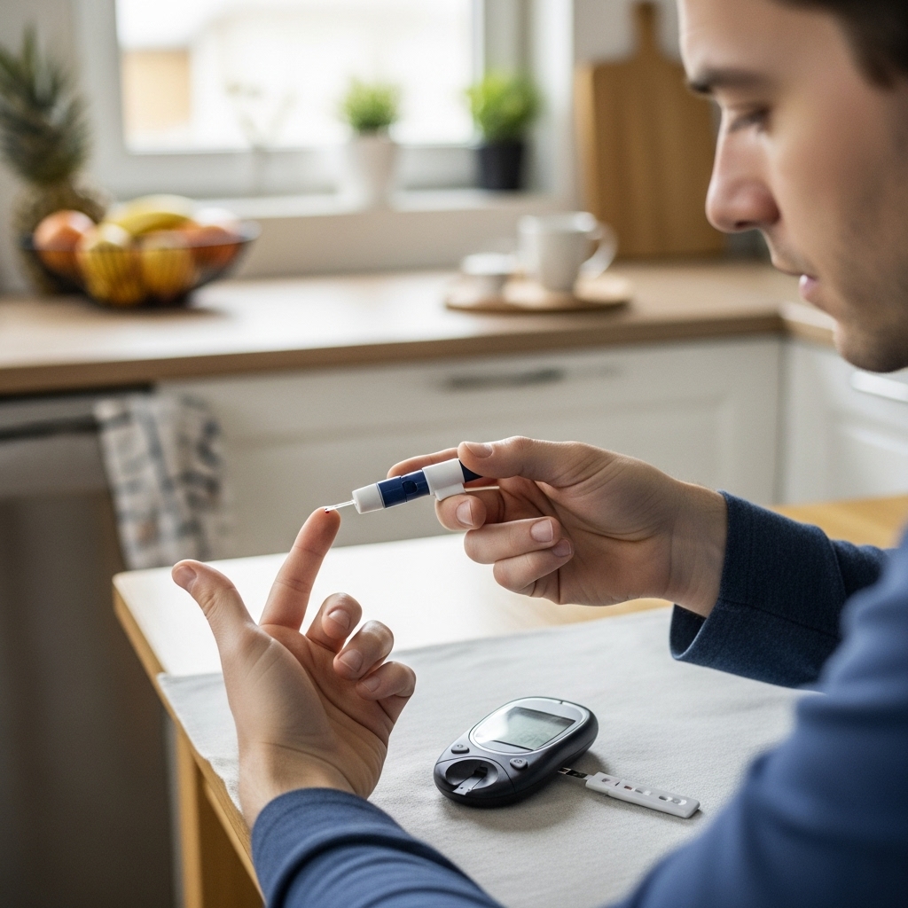 Doctor checking blood sugar levels
