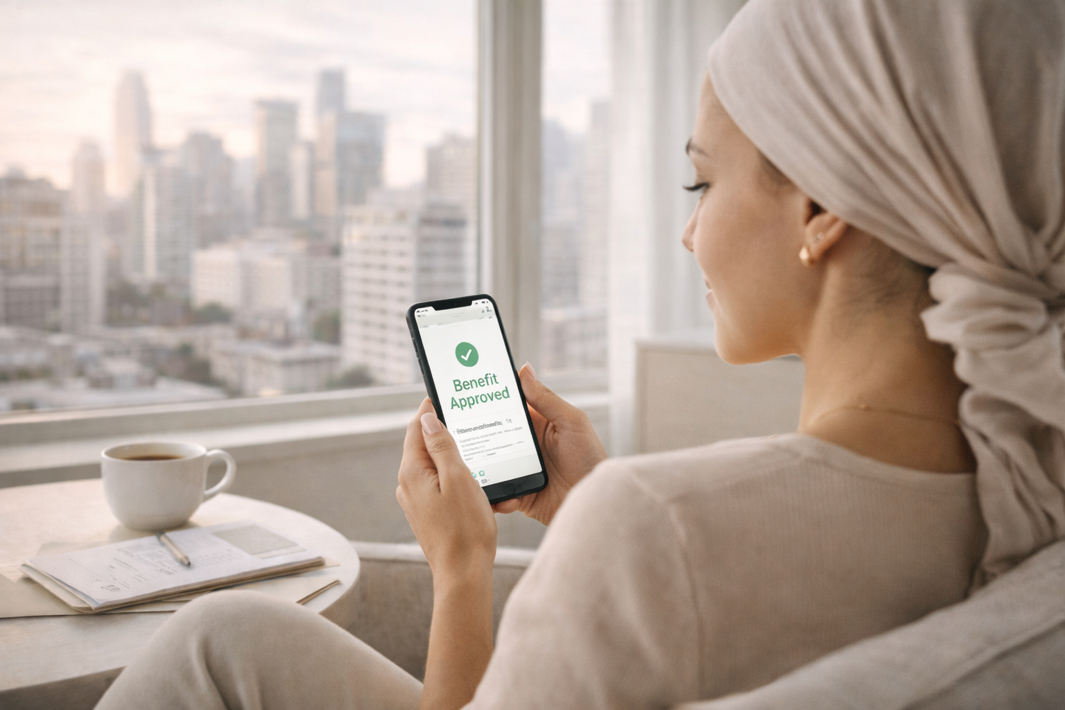 Brasileira durante tratamento de saúde